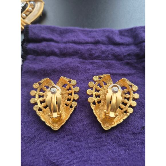 Elizabeth Taylor for Avon Heart of Hollywood Brooch & Earrings Set Vintage - Picture 7 of 7